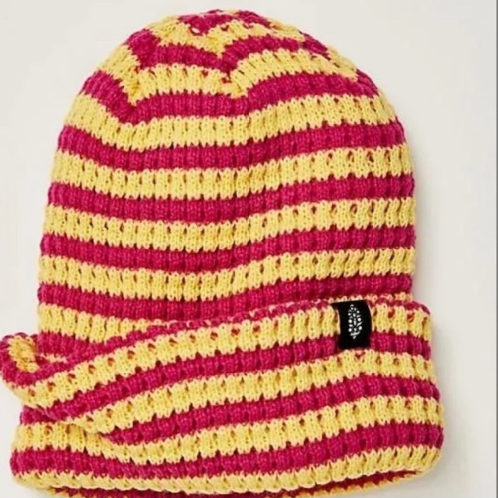 Free People Movement Stripe It Up Cool Down Beanie. NWT. Pink lemonade